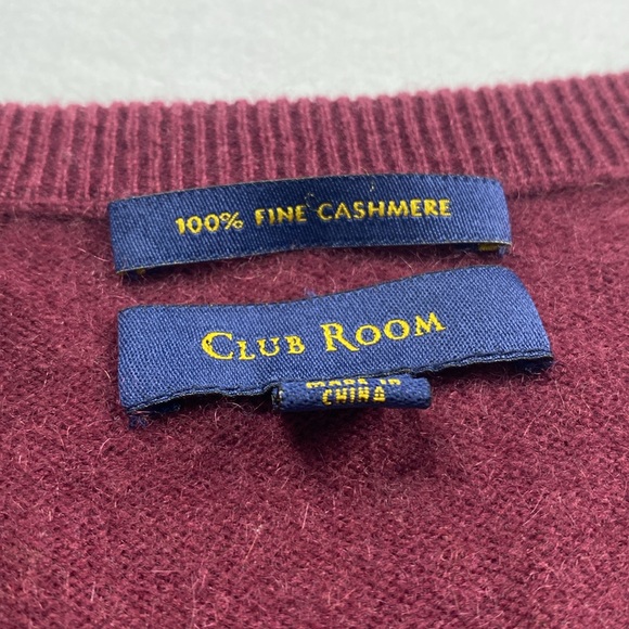 Club Room Fine Cashmere Knit V Neck Pullover Sweater Vest (Burgundy) - Picture 13 of 16